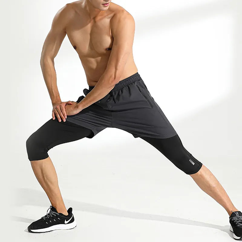 Men's 2 in 1 Athletic Compression Pants & Shorts
