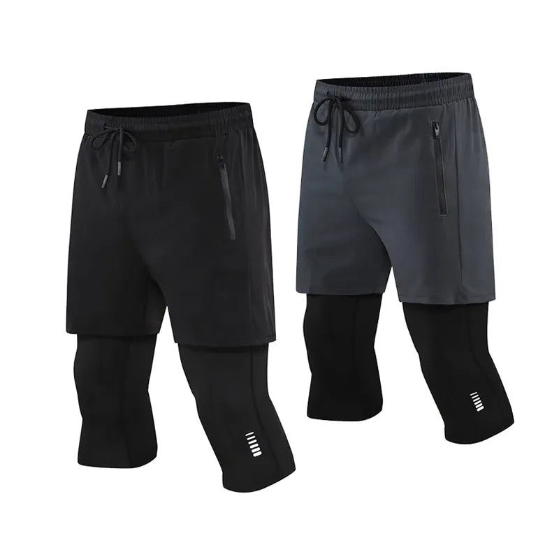 Men's 2 in 1 Athletic Compression Pants & Shorts